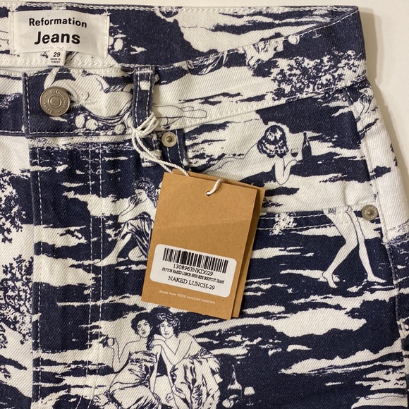 NWT Reformation Naked Lunch print Peyton high rise bootcut Jeans RARE size 29 - Picture 11 of 16
